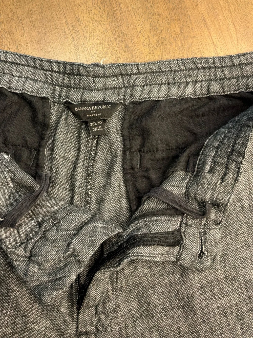 Banana Republic Gray Chambray linen/Cotton-Blend Chinos